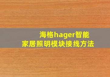 海格hager智能家居照明模块接线方法