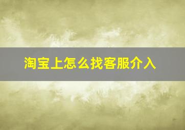 淘宝上怎么找客服介入