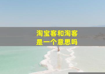 淘宝客和淘客是一个意思吗