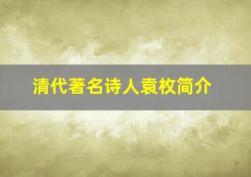 清代著名诗人袁枚简介