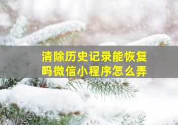 清除历史记录能恢复吗微信小程序怎么弄