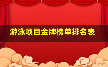 游泳项目金牌榜单排名表