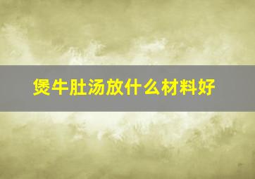 煲牛肚汤放什么材料好