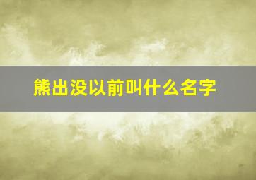 熊出没以前叫什么名字