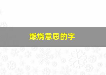 燃烧意思的字