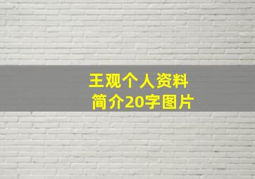 王观个人资料简介20字图片