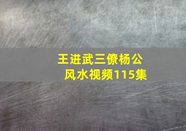 王进武三僚杨公风水视频115集