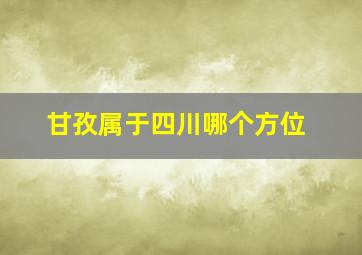 甘孜属于四川哪个方位