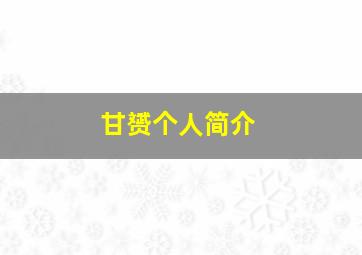 甘赟个人简介