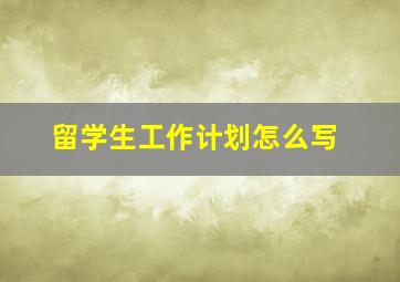 留学生工作计划怎么写