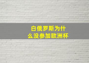 白俄罗斯为什么没参加欧洲杯