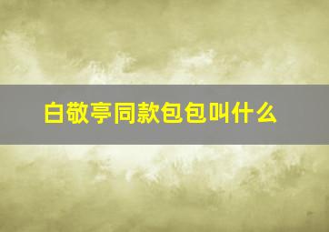 白敬亭同款包包叫什么