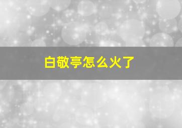 白敬亭怎么火了