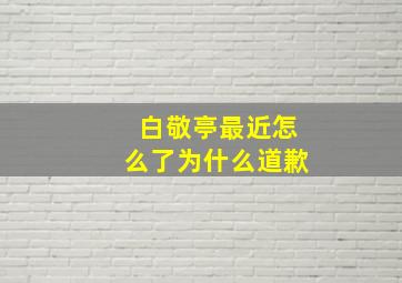 白敬亭最近怎么了为什么道歉