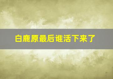 白鹿原最后谁活下来了