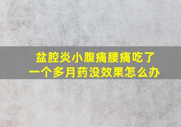 盆腔炎小腹痛腰痛吃了一个多月药没效果怎么办