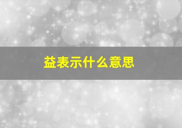 益表示什么意思