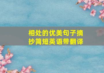 相处的优美句子摘抄简短英语带翻译