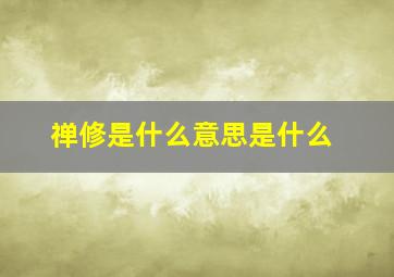 禅修是什么意思是什么