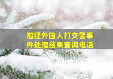 福建外国人打交警事件处理结果查询电话