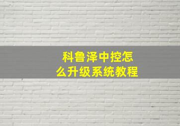 科鲁泽中控怎么升级系统教程