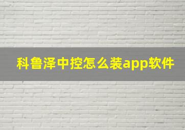 科鲁泽中控怎么装app软件