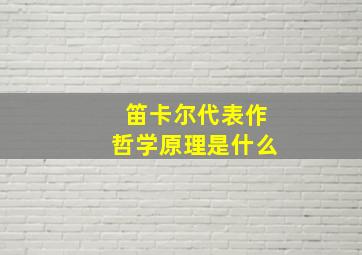 笛卡尔代表作哲学原理是什么