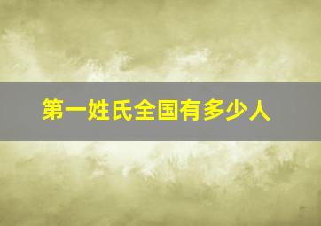 第一姓氏全国有多少人