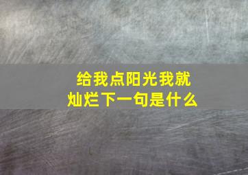 给我点阳光我就灿烂下一句是什么