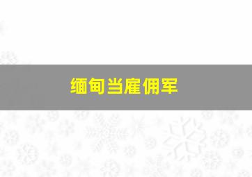 缅甸当雇佣军