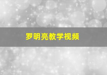 罗明亮教学视频