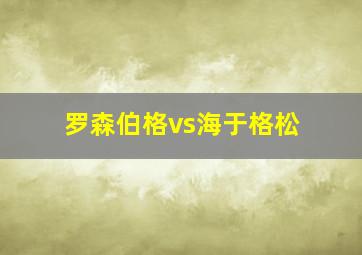 罗森伯格vs海于格松