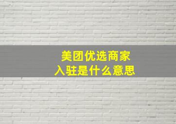 美团优选商家入驻是什么意思