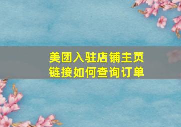 美团入驻店铺主页链接如何查询订单