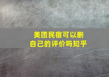 美团民宿可以删自己的评价吗知乎