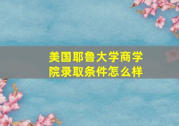 美国耶鲁大学商学院录取条件怎么样