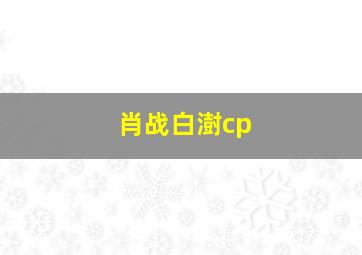 肖战白澍cp