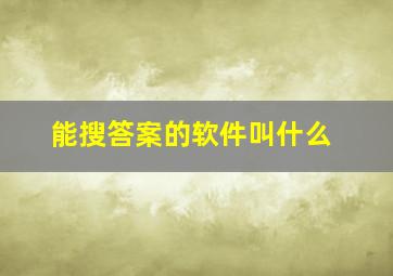 能搜答案的软件叫什么