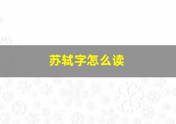 苏轼字怎么读