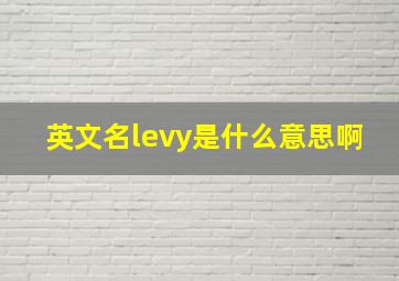 英文名levy是什么意思啊