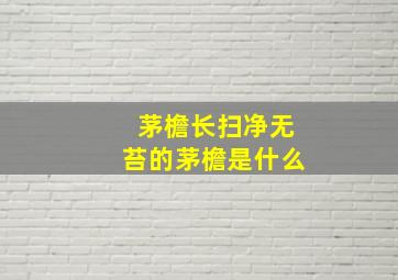 茅檐长扫净无苔的茅檐是什么