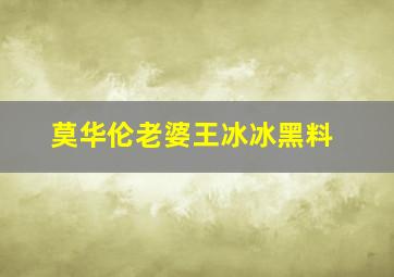 莫华伦老婆王冰冰黑料