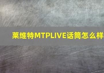 莱维特MTPLIVE话筒怎么样