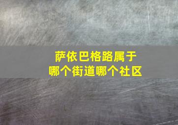 萨依巴格路属于哪个街道哪个社区