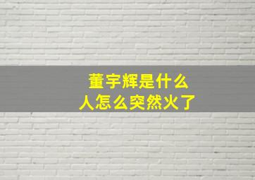 董宇辉是什么人怎么突然火了