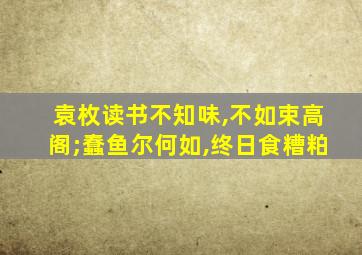 袁枚读书不知味,不如束高阁;蠢鱼尔何如,终日食糟粕