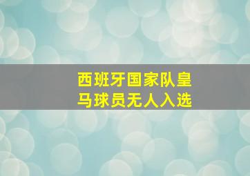 西班牙国家队皇马球员无人入选