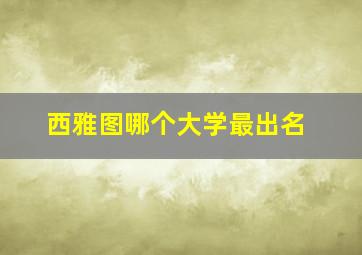 西雅图哪个大学最出名