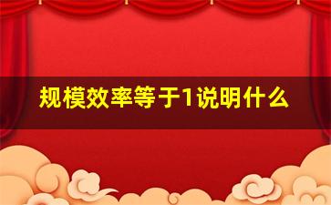 规模效率等于1说明什么