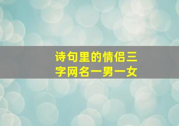 诗句里的情侣三字网名一男一女